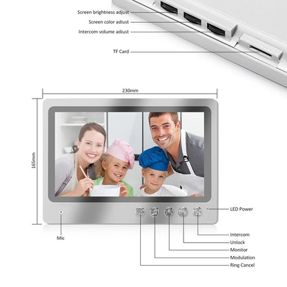 9 inch Screen Video Doorbell with Monitor WiFi Door Phone Wired Camera IR Night Vision Remote Unlock Record  Snapshot APP Control