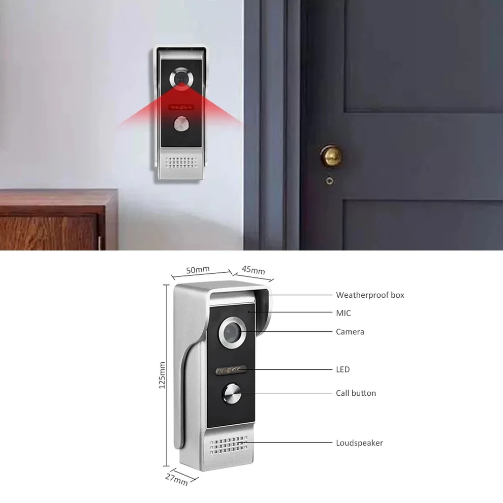 9 inch Screen Video Doorbell with Monitor WiFi Door Phone Wired Camera IR Night Vision Remote Unlock Record  Snapshot APP Control