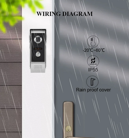 4-Wired Video Doorbell with 7" Monitor | Multi-Camera Doorphone for Villa Home Security