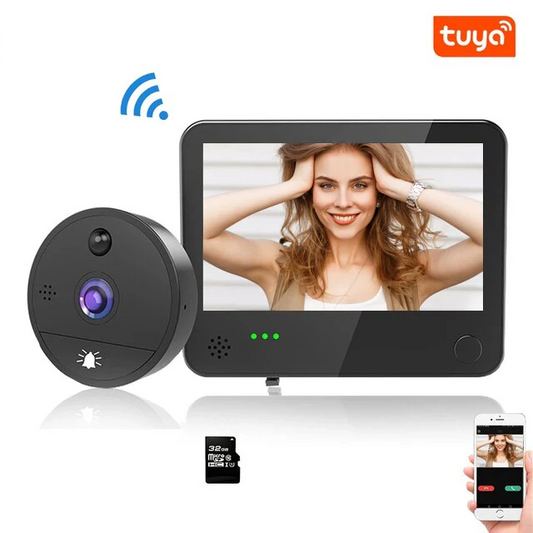 1080P WiFi Peephole Video Doorbell Camera  Tuya APP Remote Control High-Sensitivity Motion Detection for Home