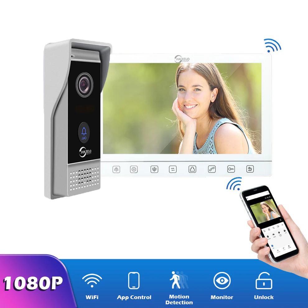 10 inch Touch Button Monitor with Motion Detection Night Vision Doorbell Camera Video Intercom For Home Apartment