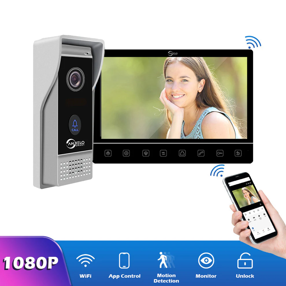 10 inch Touch Button Monitor with Motion Detection Night Vision Doorbell Camera Video Intercom For Home Apartment