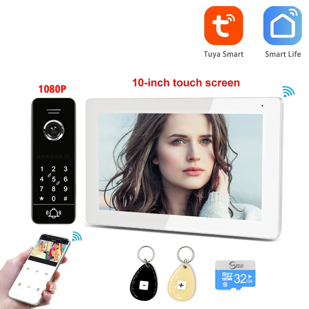 Tuya Smart Wifi Video Doorphone Intercom 10 Inch HD Screen 1080P Camera Outdoor Doorbell for Home Safety Protection