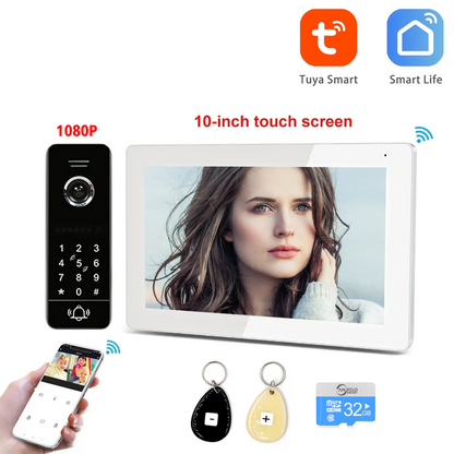 Tuya Smart Wifi Video Doorphone Intercom 10 Inch HD Screen 1080P Camera Outdoor Doorbell for Home Safety Protection