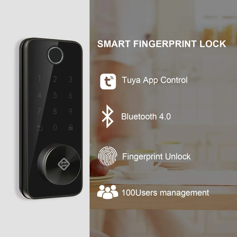smart door lock Tuya Smart Fingerprint Electronic Deadbolt Door Lock with Keypad-Bluetooth Keyless Entry Keypad Smart Deadbolt App Control