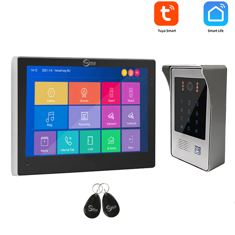 Tuya Smart Home 7 inch Wired Video Door Phone Intercom System Video Doorbell Camera IR Night Vision Dual-way Intercom for Apartment Security