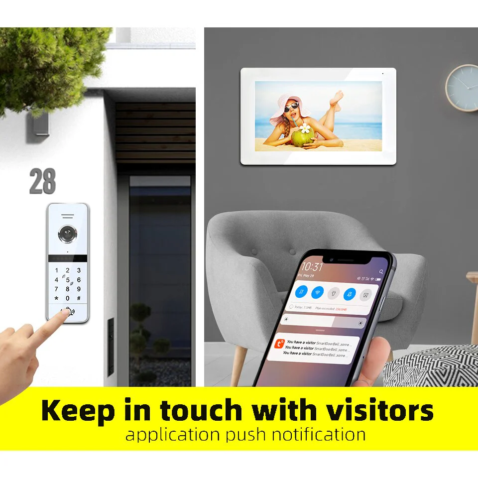 Tuya 10 inch WiFi Wireless Video Intercom System Smart Home 1080P Night Vision Doorbell Camera Video Porteiro with Monitor for Home