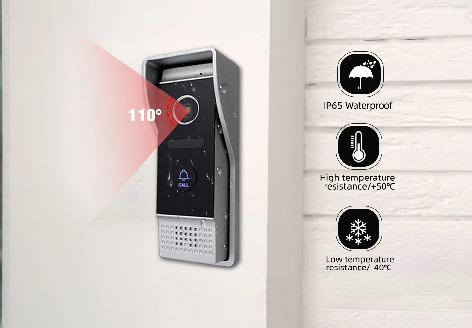 7 inch WIFI Video Intercom for home indoor Monitor 4 wire Motion Detection Doorbell with 2-way audio Outdoor camera