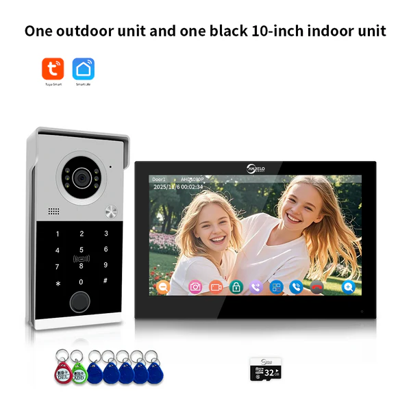 XiVision 4-Wire WiFi Video Intercom Doorbell Tuya Smart 5 Ways Unlock 10 Inch Touch Screen Waterproof Video Door Phone
