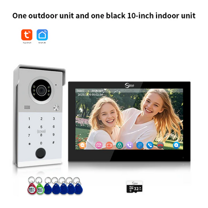XiVision 4-Wire WiFi Video Intercom Doorbell Tuya Smart 5 Ways Unlock 10 Inch Touch Screen Waterproof Video Door Phone