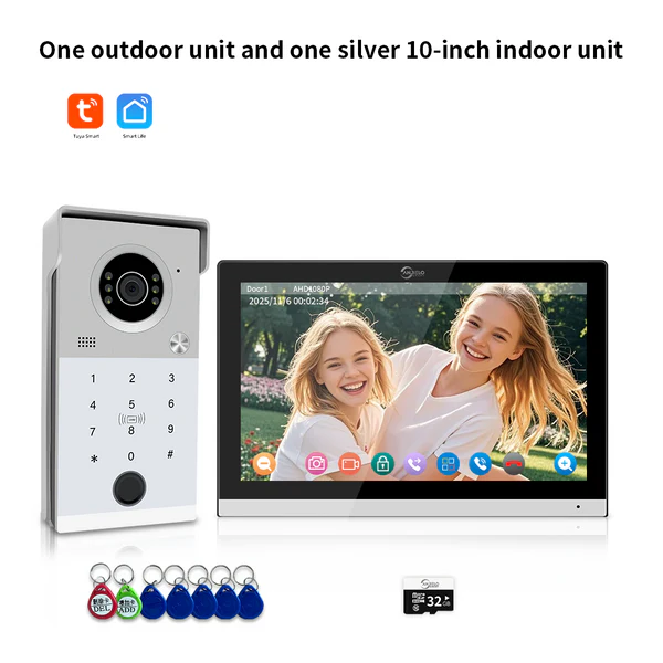 XiVision 4-Wire WiFi Video Intercom Doorbell Tuya Smart 5 Ways Unlock 10 Inch Touch Screen Waterproof Video Door Phone