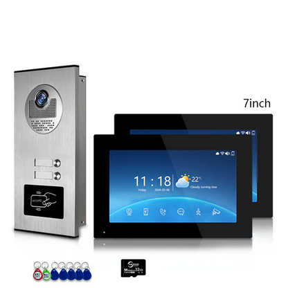 XiVision Tuya-Powered 4-Wired Video Intercom System with 10-Inch Screen – 1-to-12 Silver Video Door Phone for Multi-Unit Buildings