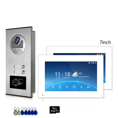 XiVision Tuya-Powered 4-Wired Video Intercom System with 10-Inch Screen – 1-to-12 Silver Video Door Phone for Multi-Unit Buildings
