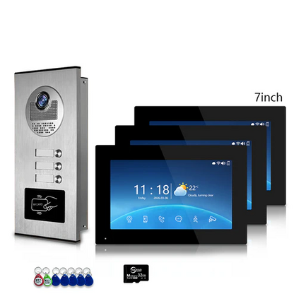 XiVision Tuya-Powered 4-Wired Video Intercom System with 10-Inch Screen – 1-to-12 Silver Video Door Phone for Multi-Unit Buildings