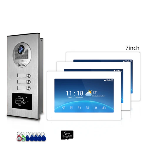XiVision Tuya-Powered 4-Wired Video Intercom System with 10-Inch Screen – 1-to-12 Silver Video Door Phone for Multi-Unit Buildings