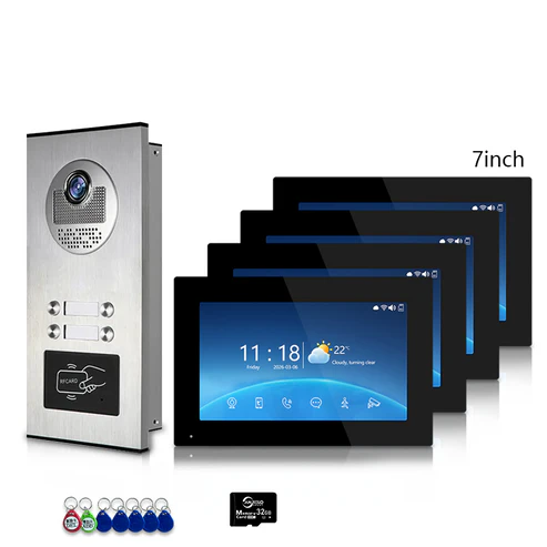 XiVision Tuya-Powered 4-Wired Video Intercom System with 10-Inch Screen – 1-to-12 Silver Video Door Phone for Multi-Unit Buildings