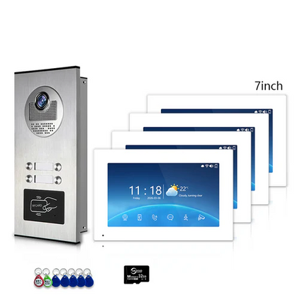 XiVision Tuya-Powered 4-Wired Video Intercom System with 10-Inch Screen – 1-to-12 Silver Video Door Phone for Multi-Unit Buildings