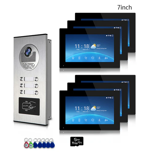 XiVision Tuya-Powered 4-Wired Video Intercom System with 10-Inch Screen – 1-to-12 Silver Video Door Phone for Multi-Unit Buildings