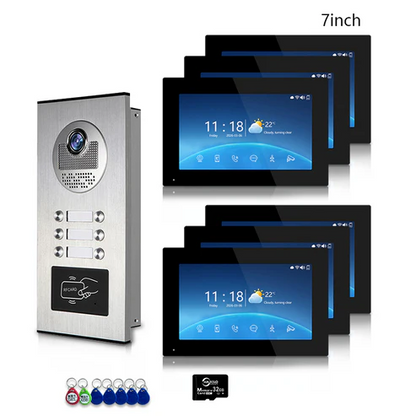 XiVision Tuya-Powered 4-Wired Video Intercom System with 10-Inch Screen – 1-to-12 Silver Video Door Phone for Multi-Unit Buildings