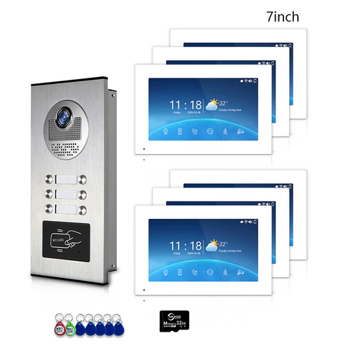 XiVision Tuya-Powered 4-Wired Video Intercom System with 10-Inch Screen – 1-to-12 Silver Video Door Phone for Multi-Unit Buildings