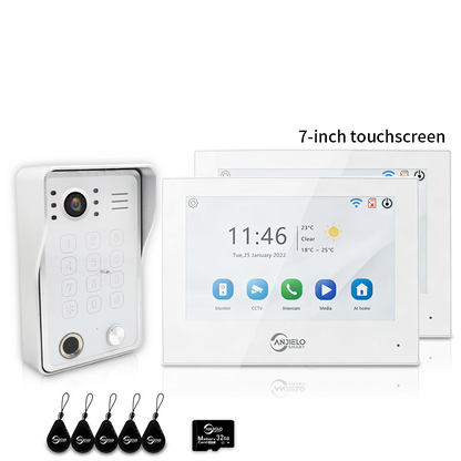 XiVision 4-Wire WiFi Video Intercom System Tuya Smart 5-in-1 Access, 7/10 Inch Touch Screen Video Doorbell with Fingerprint Password RFID App Unlock