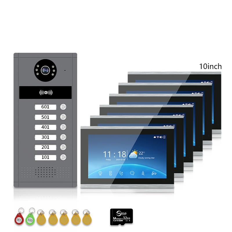 XiVision 7/10inch WiFi Multi-Family Video Intercom System, Tuya Smart App Remote Unlock, 1080P Infrared Night Vision Doorbell Intercom with Indoor Monitor, IP65 Waterproof, Card Access, Two-Way Audio