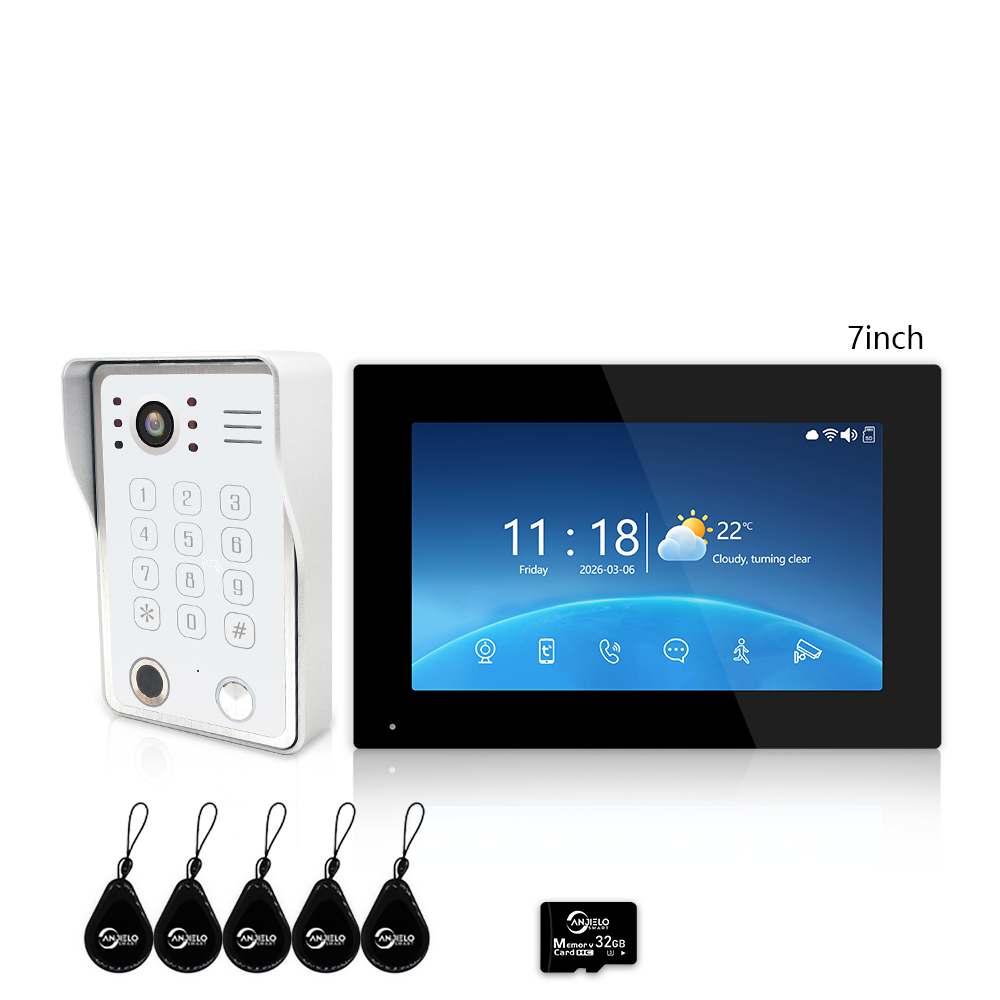 4-Wire Tuya Smart Video Intercom Doorbell, 5-in-1 Unlock, IP65 Waterproof 1080P 148° Night Vision Door Phone, Motion Detection, Digital Photo Frame & Background Music for Villa Home Apartment