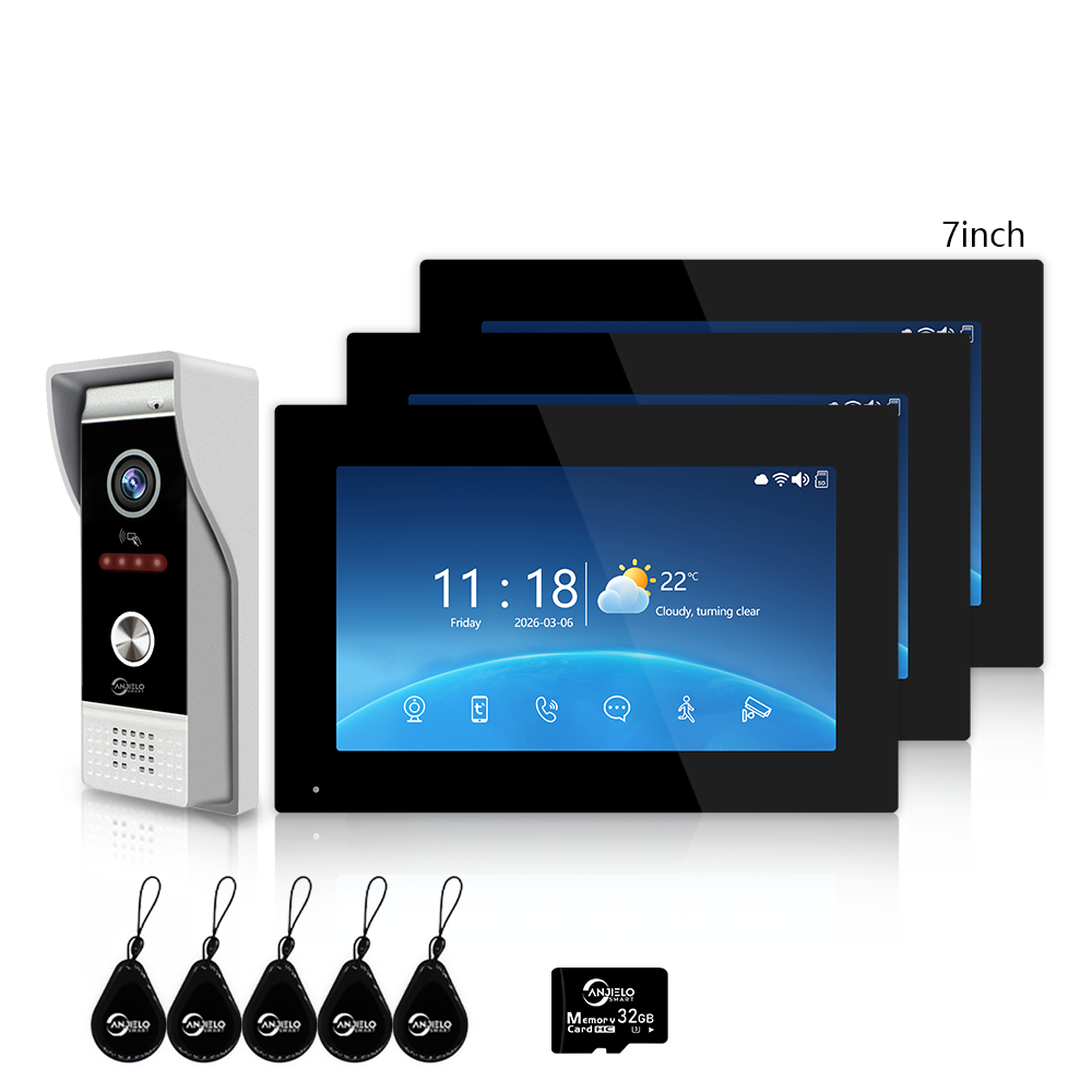 4-Wire Tuya Smart Video Intercom Doorbell, 3-in-1 Unlock Video Door Phone, IP65 Waterproof, 1080P Wide Angle Night Vision, Motion Detection, Digital Photo Frame & Background Music for Home Villa