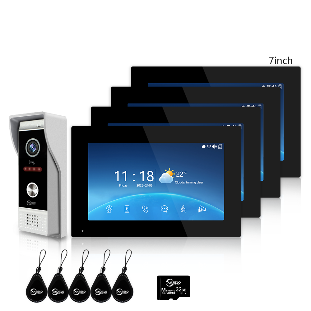 4-Wire Tuya Smart Video Intercom Doorbell, 3-in-1 Unlock Video Door Phone, IP65 Waterproof, 1080P Wide Angle Night Vision, Motion Detection, Digital Photo Frame & Background Music for Home Villa