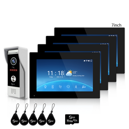 4-Wire Tuya Smart Video Intercom Doorbell, 3-in-1 Unlock Video Door Phone, IP65 Waterproof, 1080P Wide Angle Night Vision, Motion Detection, Digital Photo Frame & Background Music for Home Villa