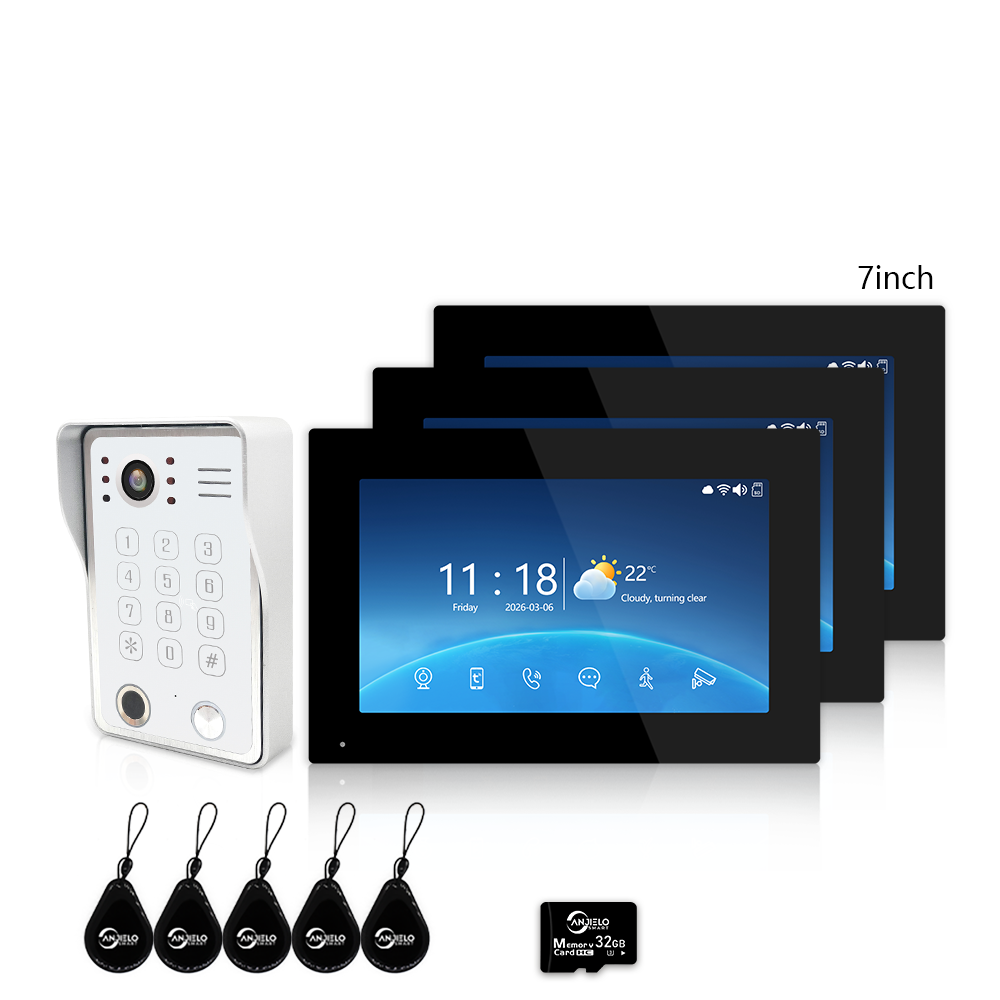 4-Wire Tuya Smart Video Intercom Doorbell, 5-in-1 Unlock, IP65 Waterproof 1080P 148° Night Vision Door Phone, Motion Detection, Digital Photo Frame & Background Music for Villa Home Apartment