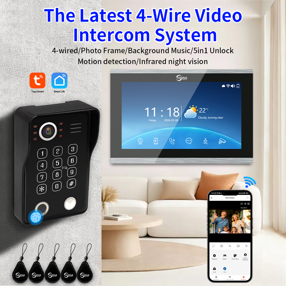 XiVision 1080P Tuya Smart WiF Video Door phone Doorbell Camera with RFID Card unlcok Fingerprint and Passcode unlock for the Apartment Intercom System for Home Villa