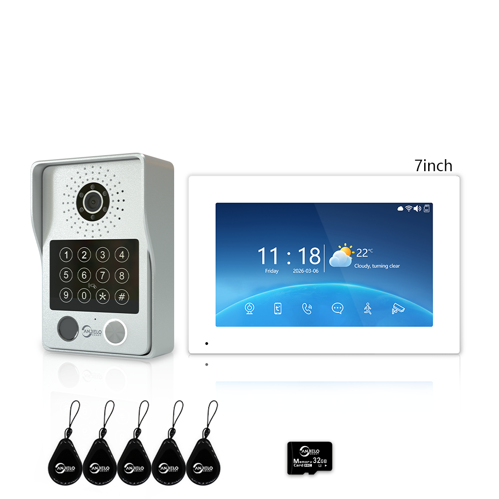 XiVision 7/10 Inch Password phone Fingerprint Card Video Intercom Doorphone Touch Screen with Wired Doorbell 1080P 148° interfone