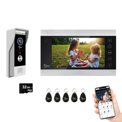 XiVision Tuya Smart Video Intercom System, 7 Inch Indoor Monitor 1080P Doorbell Camera, 3-in-1 Unlock Two-Way Audio IP65 Waterproof Home Door Phone