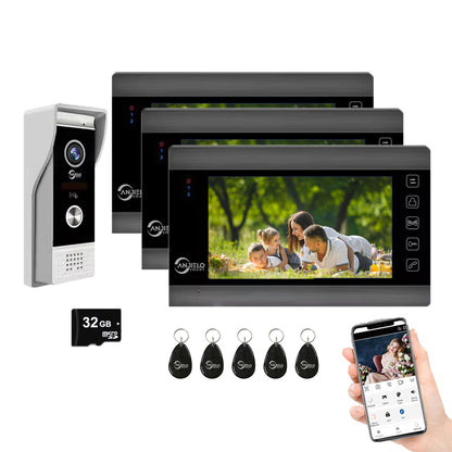XiVision Tuya Smart Video Intercom System, 7 Inch Indoor Monitor 1080P Doorbell Camera, 3-in-1 Unlock Two-Way Audio IP65 Waterproof Home Door Phone