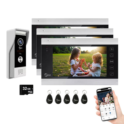 XiVision Tuya Smart Video Intercom System, 7 Inch Indoor Monitor 1080P Doorbell Camera, 3-in-1 Unlock Two-Way Audio IP65 Waterproof Home Door Phone
