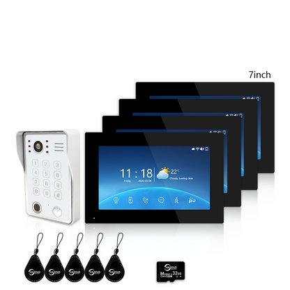 4-Wire Tuya Smart Video Intercom Doorbell, 5-in-1 Unlock, IP65 Waterproof 1080P 148° Night Vision Door Phone, Motion Detection, Digital Photo Frame & Background Music for Villa Home Apartment