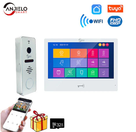 Anjielosmart Tuya 10-Inch Touch Screen Smart Home Monitor - 1080P 160° Wide View Video Doorbell Intercom System for Home