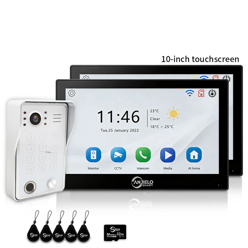 XiVision 4-Wire WiFi Video Intercom System Tuya Smart 5-in-1 Access, 7/10 Inch Touch Screen Video Doorbell with Fingerprint Password RFID App Unlock