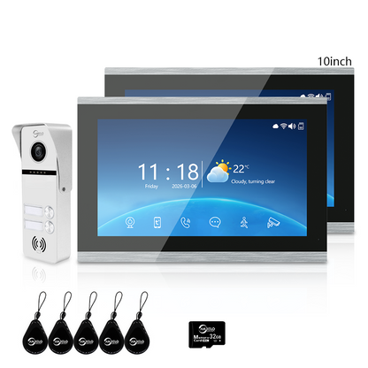 XiVision 2/3/4 Family WiFi Video Intercom Doorbell System, 1080P 148° Wide Angle IR Night Vision, Tuya Smart App Remote Unlock, 7/10 Inch Touch Monitor, Motion Detection, RFID Card Access