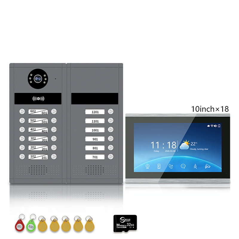 XiVision 7/10inch WiFi Multi-Family Video Intercom System, Tuya Smart App Remote Unlock, 1080P Infrared Night Vision Doorbell Intercom with Indoor Monitor, IP65 Waterproof, Card Access, Two-Way Audio