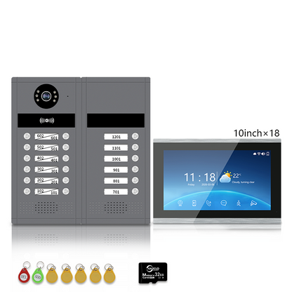 XiVision 7/10inch WiFi Multi-Family Video Intercom System, Tuya Smart App Remote Unlock, 1080P Infrared Night Vision Doorbell Intercom with Indoor Monitor, IP65 Waterproof, Card Access, Two-Way Audio