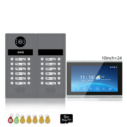 XiVision 7/10inch WiFi Multi-Family Video Intercom System, Tuya Smart App Remote Unlock, 1080P Infrared Night Vision Doorbell Intercom with Indoor Monitor, IP65 Waterproof, Card Access, Two-Way Audio