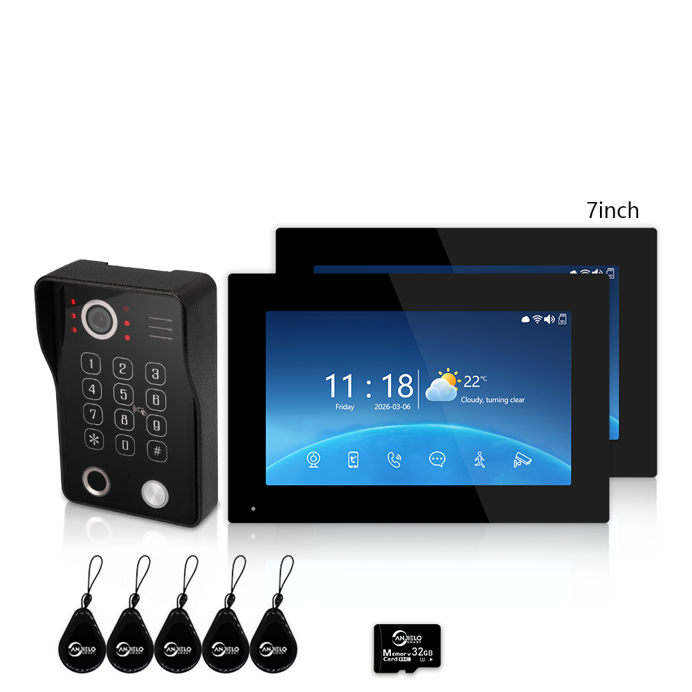 4-Wire Tuya Smart Video Intercom Doorbell, 5-in-1 Unlock, IP65 Waterproof 1080P 148° Night Vision Door Phone, Motion Detection, Digital Photo Frame & Background Music for Villa Home Apartment