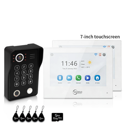 XiVision 4-Wire WiFi Video Intercom System Tuya Smart 5-in-1 Access, 7/10 Inch Touch Screen Video Doorbell with Fingerprint Password RFID App Unlock