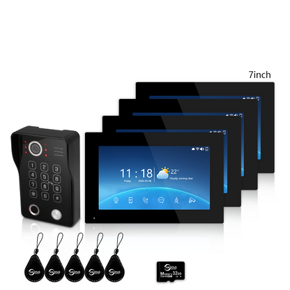 4-Wire Tuya Smart Video Intercom Doorbell, 5-in-1 Unlock, IP65 Waterproof 1080P 148° Night Vision Door Phone, Motion Detection, Digital Photo Frame & Background Music for Villa Home Apartment