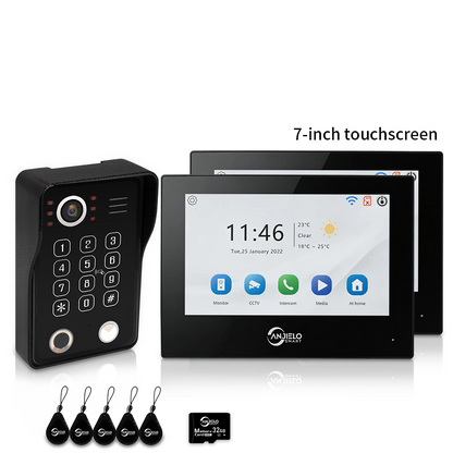 XiVision 4-Wire WiFi Video Intercom System Tuya Smart 5-in-1 Access, 7/10 Inch Touch Screen Video Doorbell with Fingerprint Password RFID App Unlock