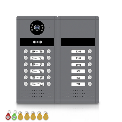 XiVision 7/10inch WiFi Multi-Family Video Intercom System, Tuya Smart App Remote Unlock, 1080P Infrared Night Vision Doorbell Intercom with Indoor Monitor, IP65 Waterproof, Card Access, Two-Way Audio