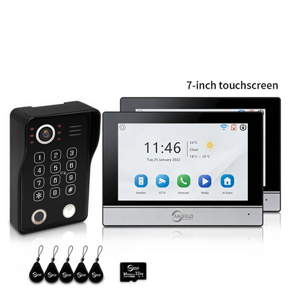 XiVision 4-Wire WiFi Video Intercom System Tuya Smart 5-in-1 Access, 7/10 Inch Touch Screen Video Doorbell with Fingerprint Password RFID App Unlock