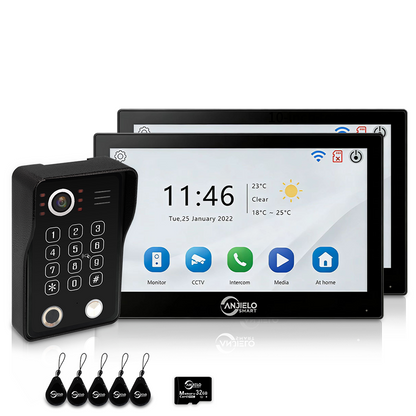 XiVision 4-Wire WiFi Video Intercom System Tuya Smart 5-in-1 Access, 7/10 Inch Touch Screen Video Doorbell with Fingerprint Password RFID App Unlock